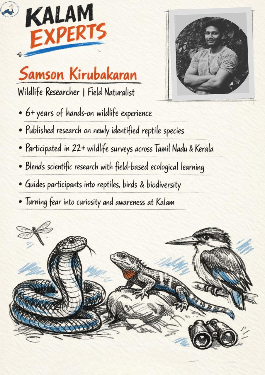 Samson Kirubakaran, Wildlife Researcher - Aatrral Edu Kalam 2026 expert