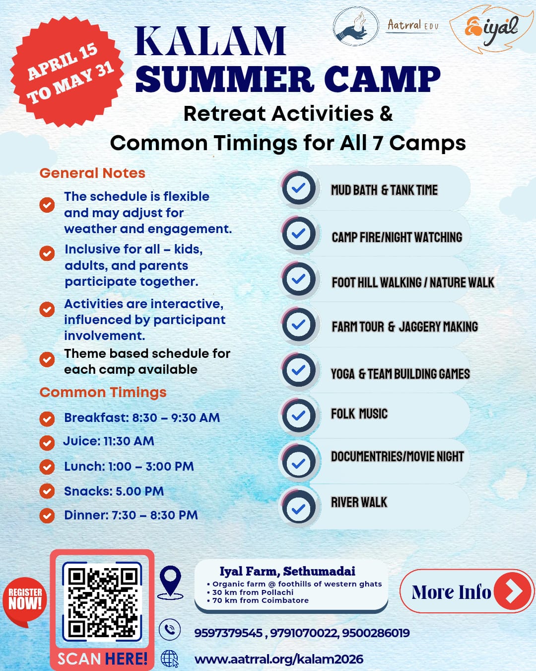 Kalam 2026 summer camp activities