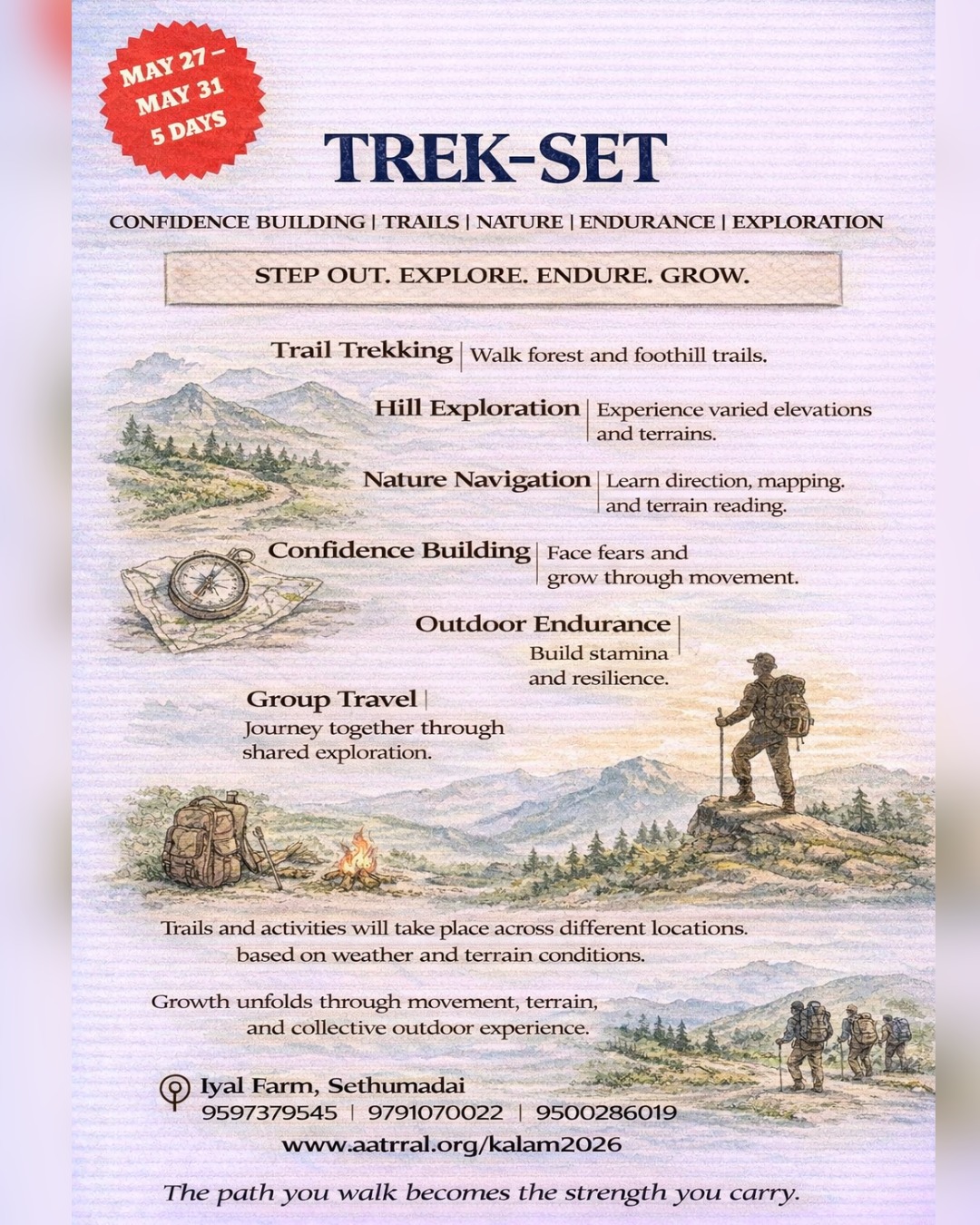 Kalam 2026 summer Trek Set camp poster