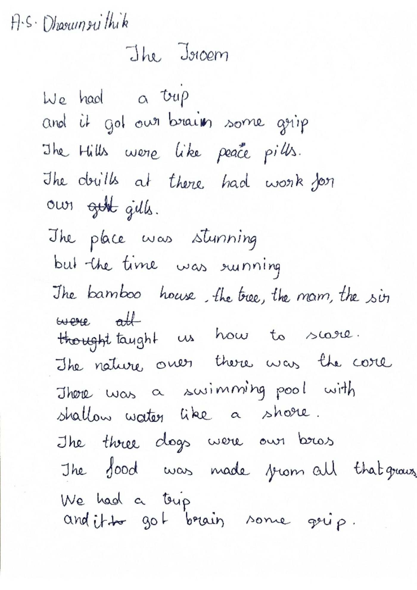 Handwritten letter from Dharunsrithik