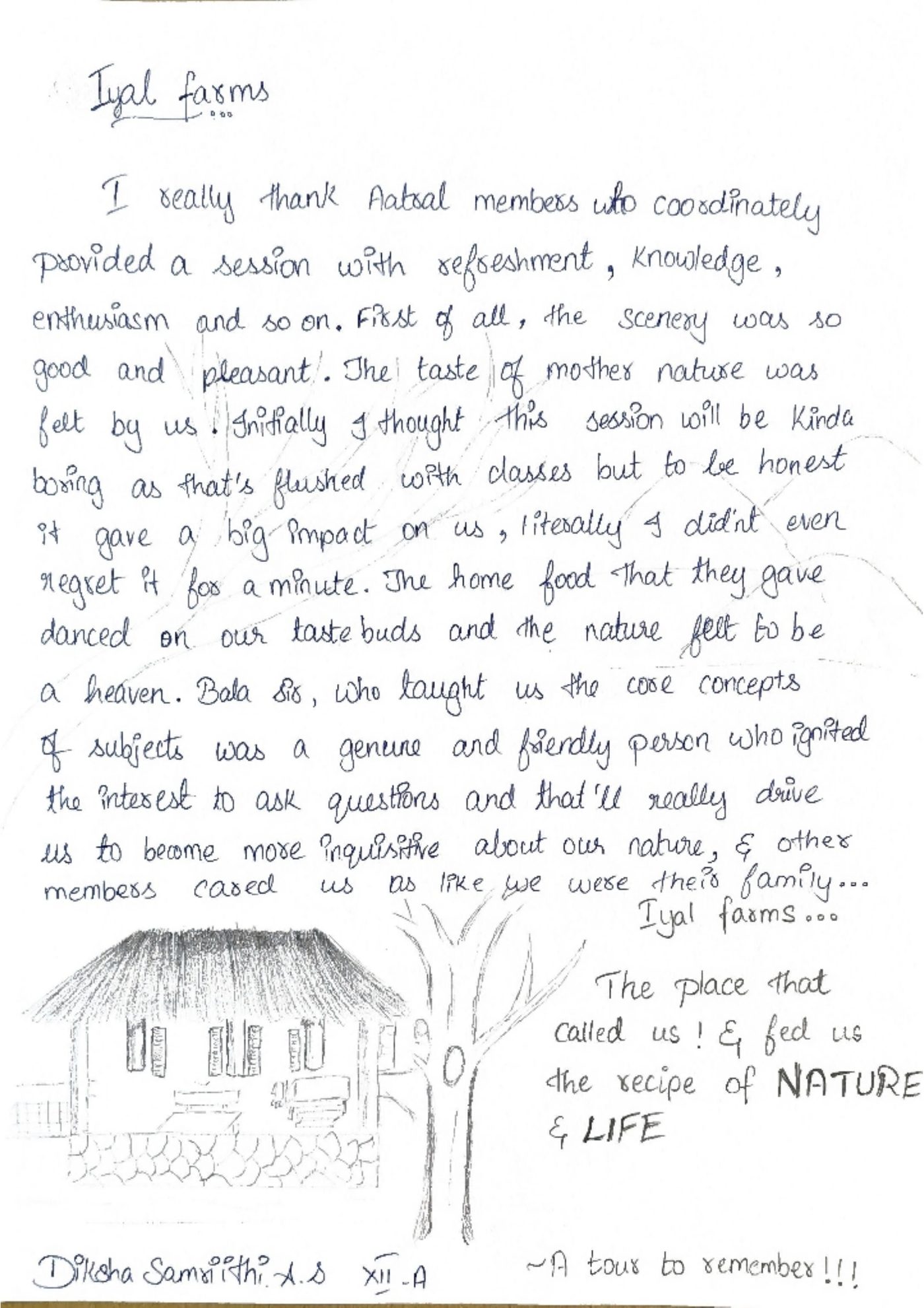 Handwritten letter from Diksha