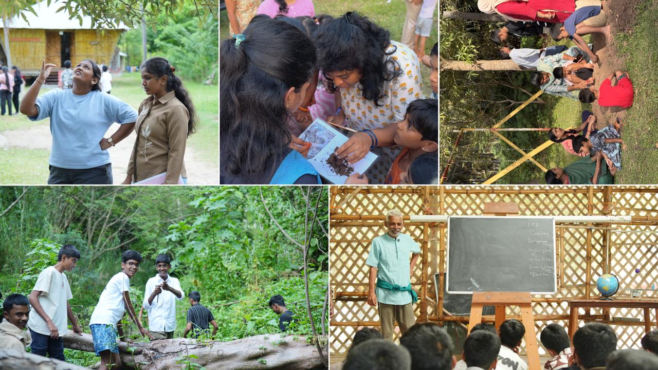 Families togather learning farming through play in aatrral play farm camp at Iyal Farm